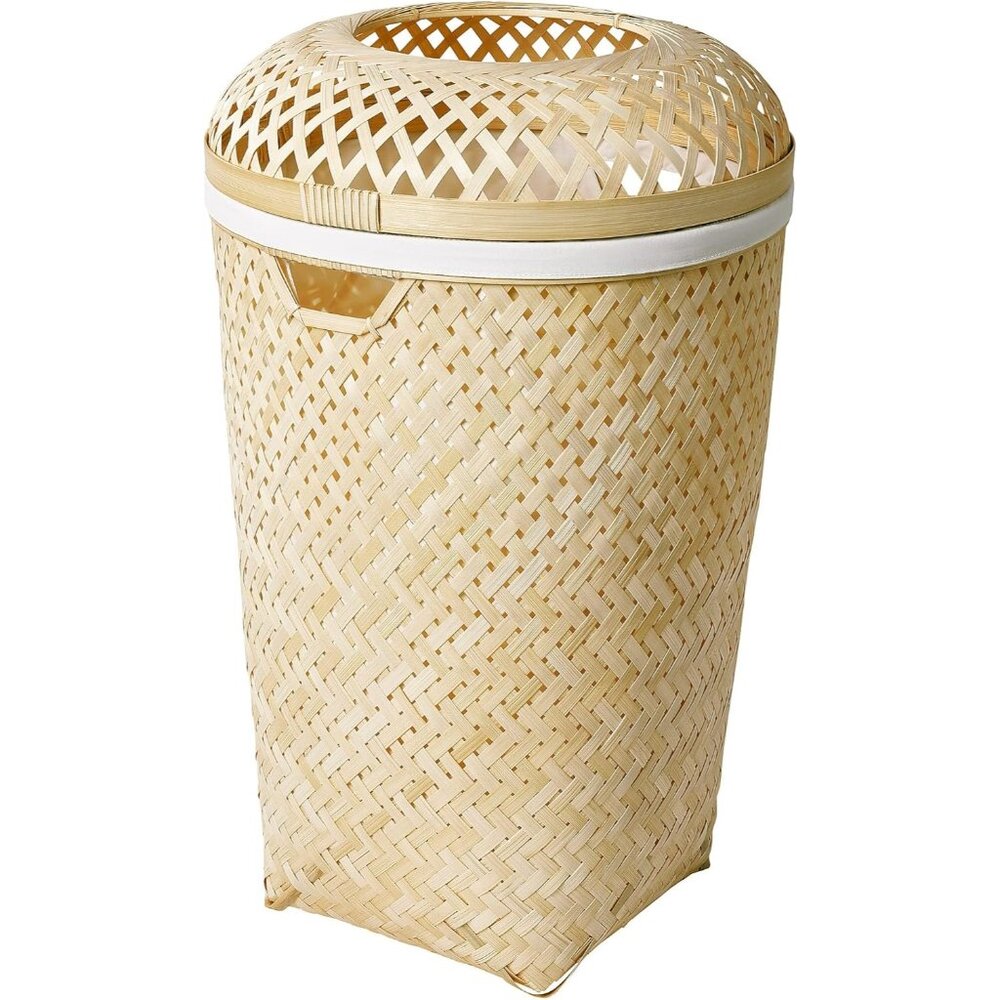 IKEA SALUDING laundry basket, 50 l, handmade bamboo